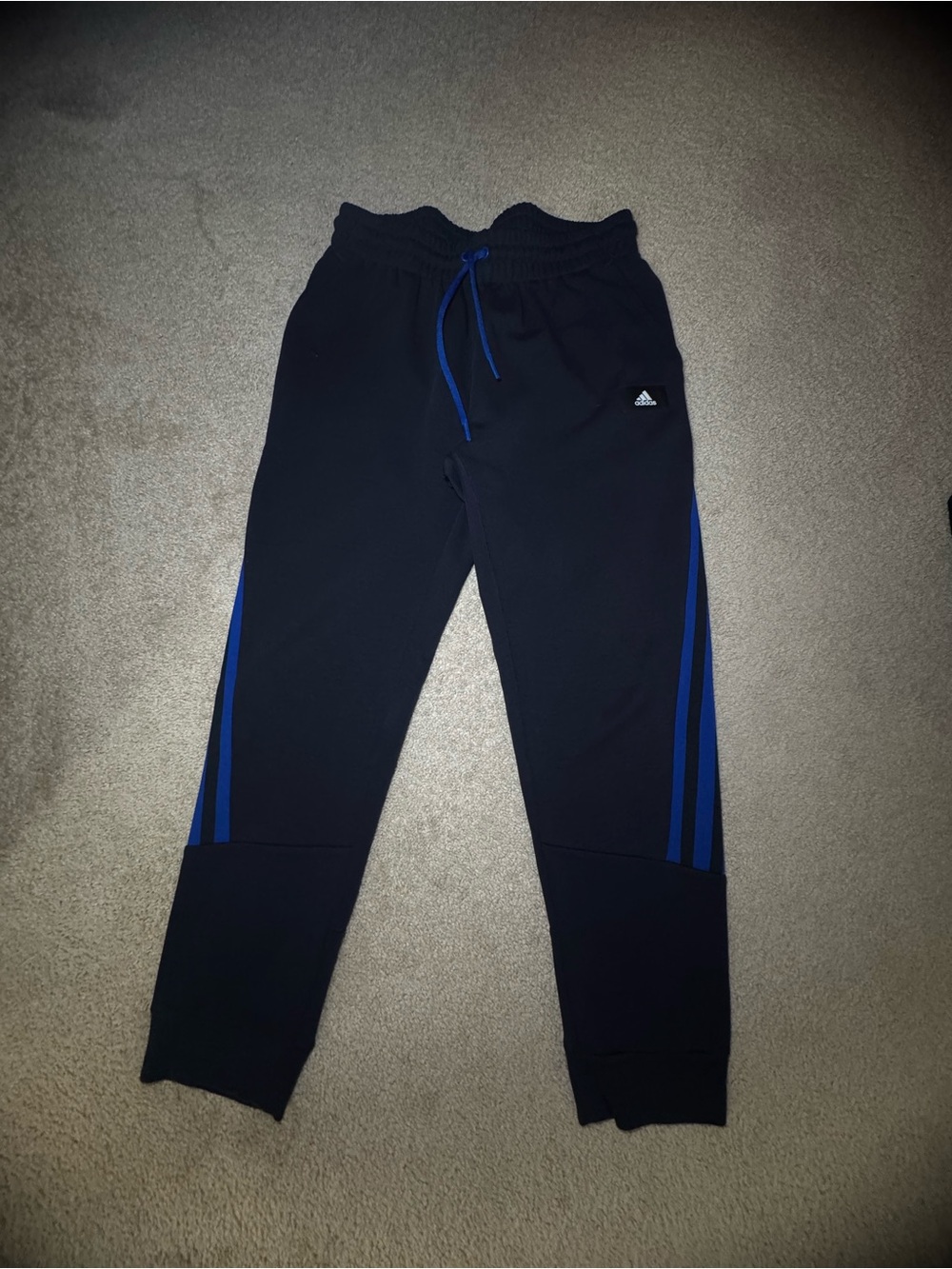 adidas Blue Track Joggers with Blue Side Stripes